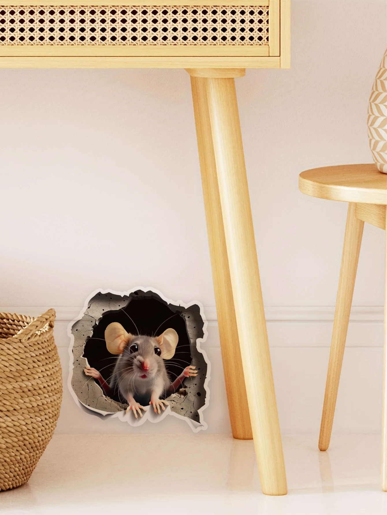 Sticker Mural en Vinyle pour plinthe Motif Trou de Souris avec Rat de
