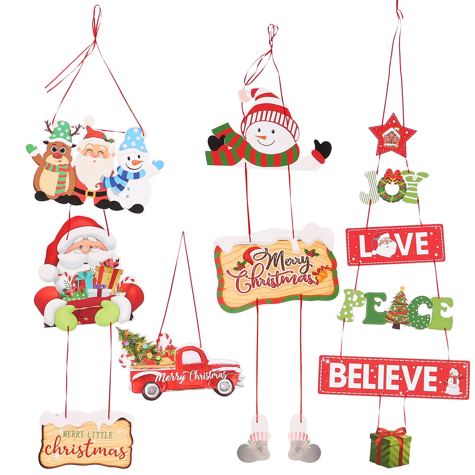 

5 Pcs Christmas Decoration Door Width Hanging New Year Party Tree 5-piece Set Props Decorations Xmas Ornaments Wall