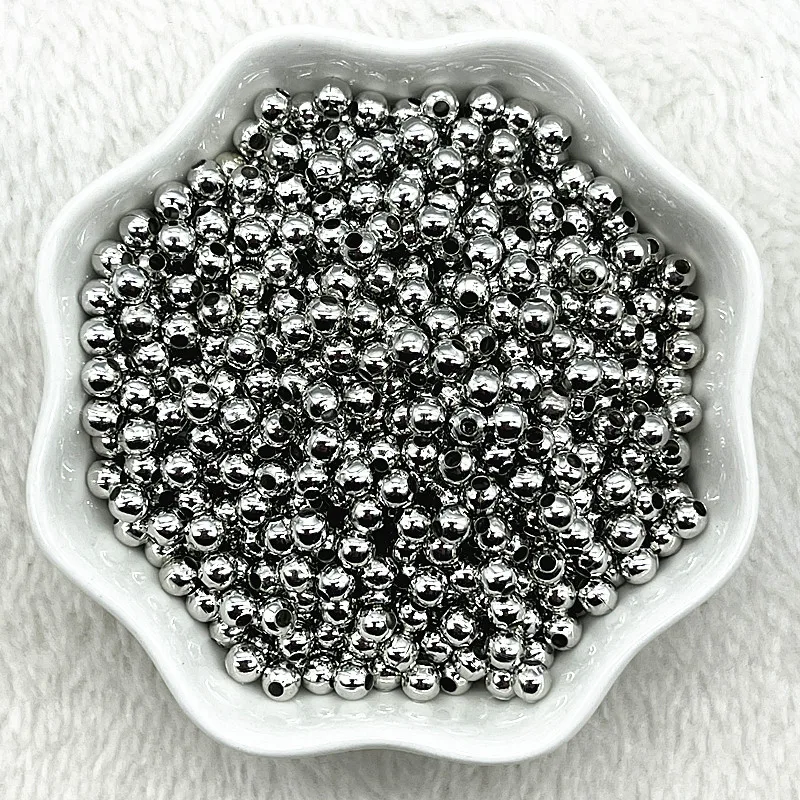 Elegant Plating Metal Beads: Smooth Ball Spacer for Jewelry Crafting and Handmade Accessories