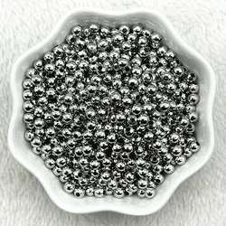 Elegant Plating Metal Beads: Smooth Ball Spacer for Jewelry Crafting and Handmade Accessories (Dull silver)