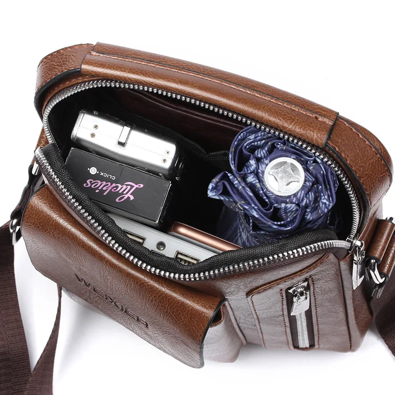 Men'S Shoulder Bag Briefcase Purse PU Leather Square Messenger Handbags Cross Business Designer Crossbody Tote Side Bag For Men