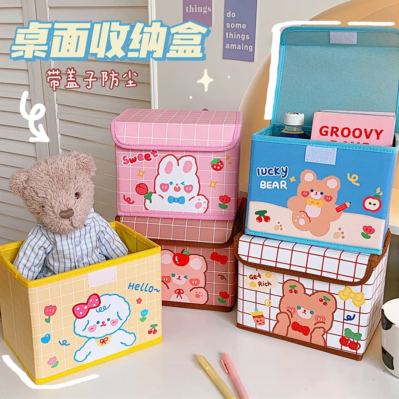 

Cartoon Makeup Box Women Rabbit Large Capacity Desktop Clamshell Cosmetic Storage Case Dustproof Kawaii Beauty Organize Box 505