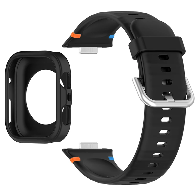 Protective Soft Case with Silicone Sports Strap for Smartwatch Fitness Bands