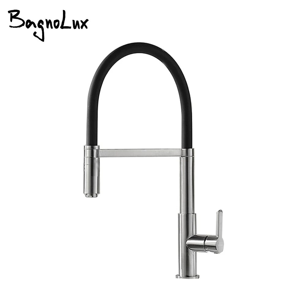 Kitchen Faucet Pull Down Mixer Sink Tap Deck Mount Brusehd Nickel Hot Cold Commercial Polished Chrome for Bar