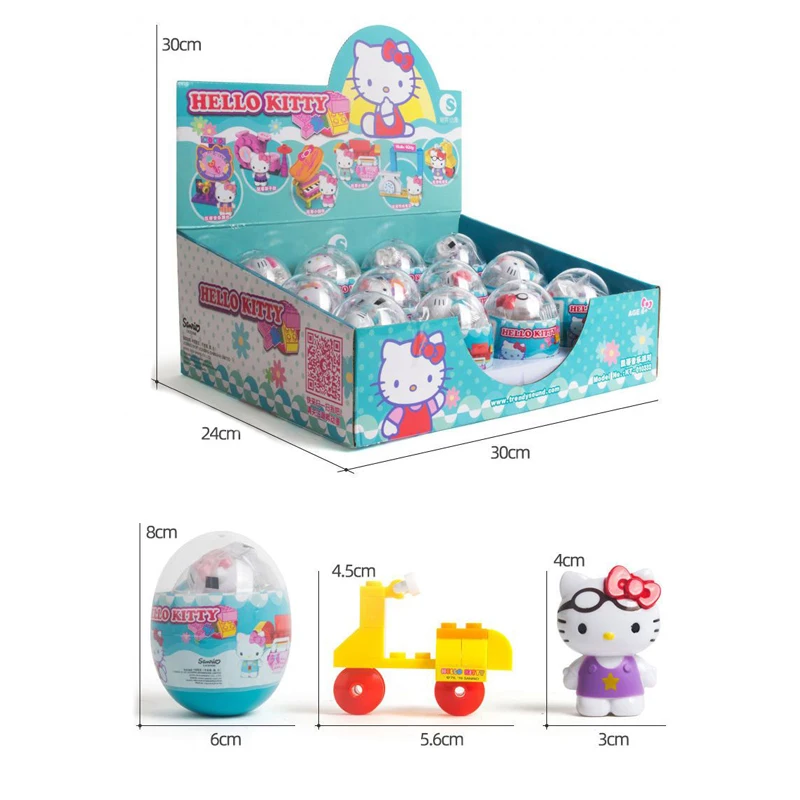Chaosheng Anime Hello Kitty Sanrio Girls' Toy Gift Twisted Egg Children's Puzzle Assembly Building Block Kids Toy Christmas Gift