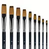 9pcs Flat Acrylic Paint Brushes, Synthetic Japanese Artist Bright Paint Brushes, For Acrylic Painting, Oil, Watercolor, Gouache 1