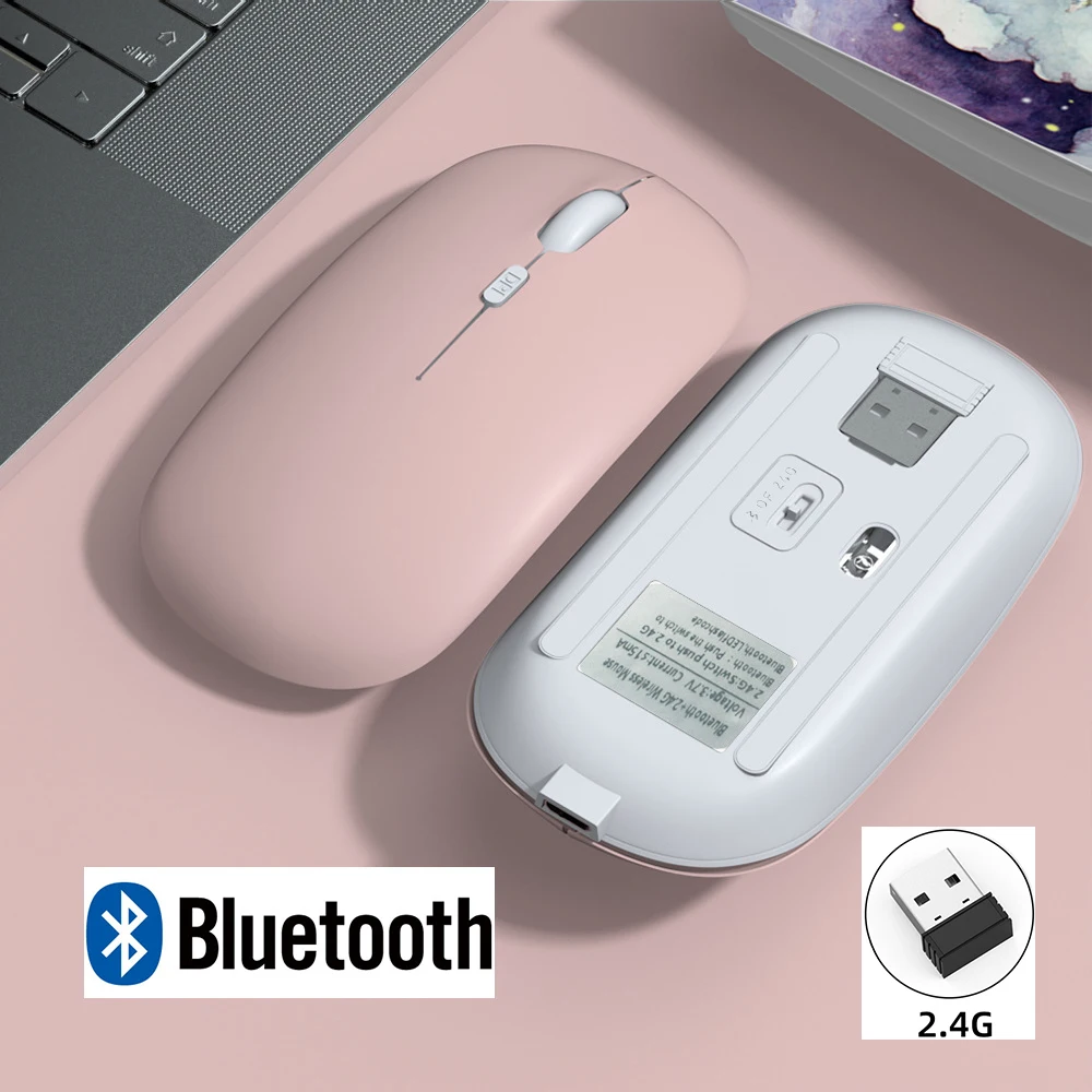 Rechargeable Wireless Bluetooth Mouse For iPad Samsung Huawei MiPad 2.4G USB Mice For Android Windows Tablet Laptop Notebook PC mouse for apple mac