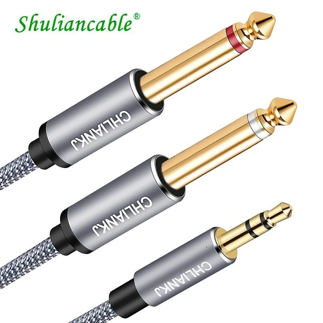 3.5mm To Dual 6.5mm Adapter Jack Audio Aux Cable Double 6.35 1/4 Mono Jack  To Stereo 1/8 3.5mm Jack Aux Cord Female To Male - Audio & Video Cables -  AliExpress