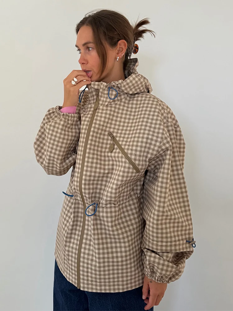 Women's Jacket Coat Drawstring Waist Casual Short Coats Oversized Long Sleeve Utility Pocket Trench Streetwear Spring Outerwear - 4