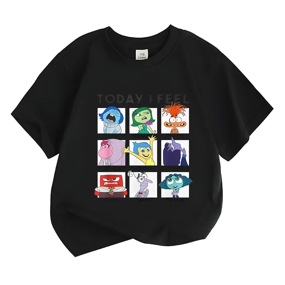 Today I Feel Inside Out 2 T-Shirts Kids Full of Emotions Mental Health Cotton Short Sleeve for Boys/Girls Cartoon Anime Tees 6