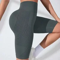 Shorts de sport taille haute sculptants et anti-cellulite 3D, effet push-up fessier, compression abdominale, 8 pouces, pour entraînement et gym 3
