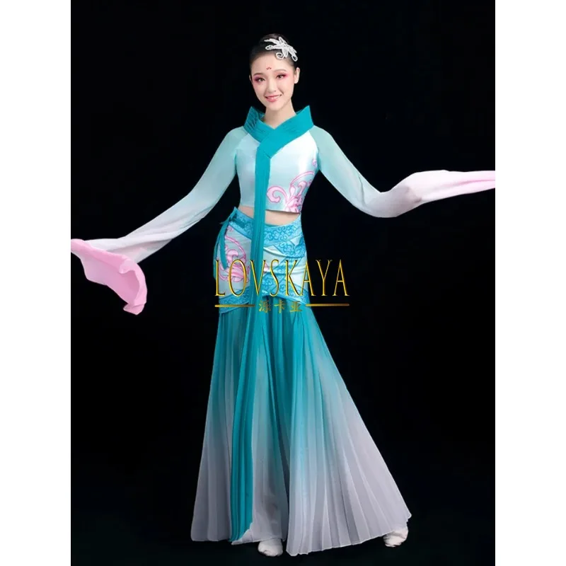 Chinese Style Hanfu Dance Costume National Outfit Classical Water Sleeve Dacne Clothing Traditional Yangko Costume