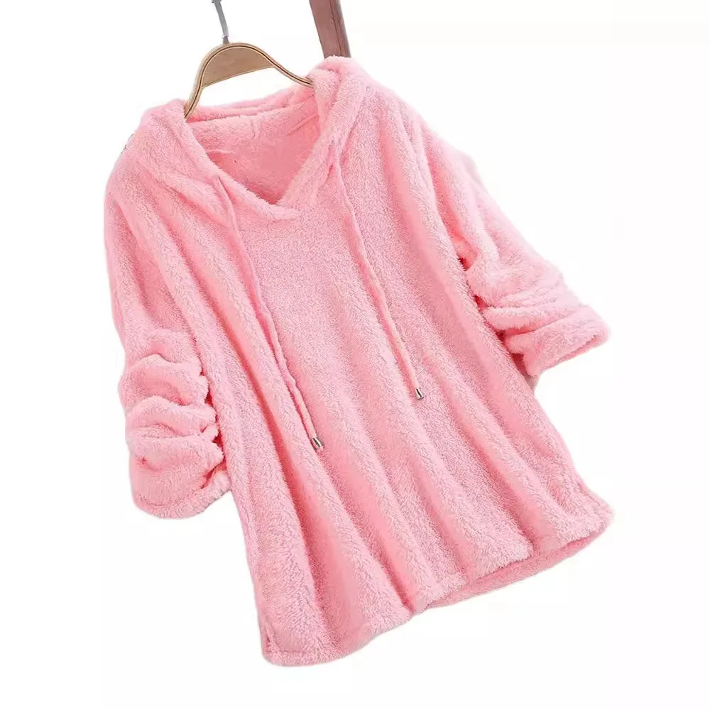 Women Casual Velvet Hoodie Sweatshirt