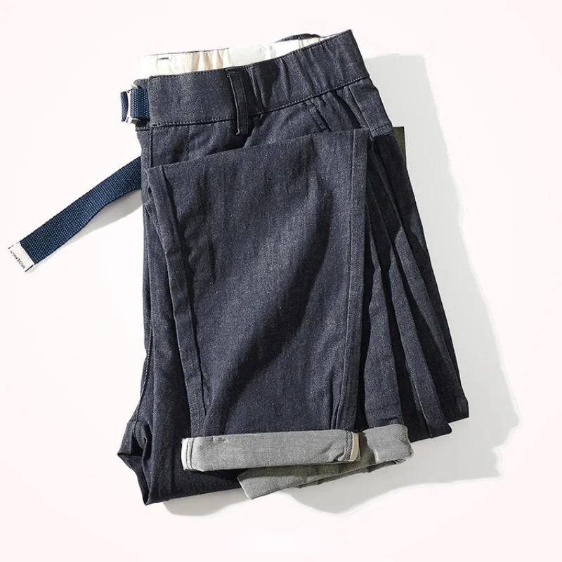 

thin Men's trousers jeans cropped stretch dark blue slim feet trend casual pants in summer