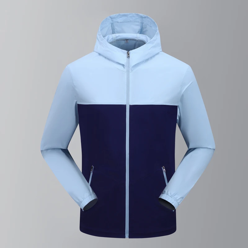 UPF50+ Summer Sun Protection Clothing Men's Tactical Outdoor Thin Breathable UV Hooded Jacket Fashion Stitching Skin Windbreaker