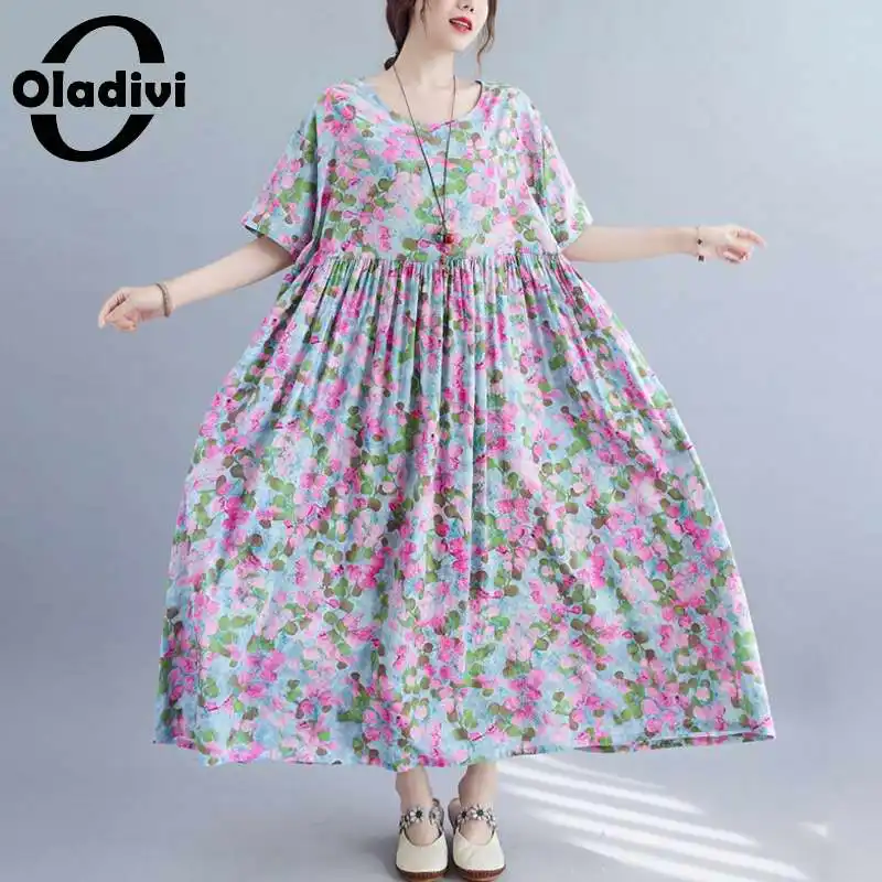

Oladivi Oversize Oversized Womens Summer 2023 New Holiday Boho Dress Ladies Beach Wear Casual Tunic Dresses 4XL 5XL 6XL 8XL 8851