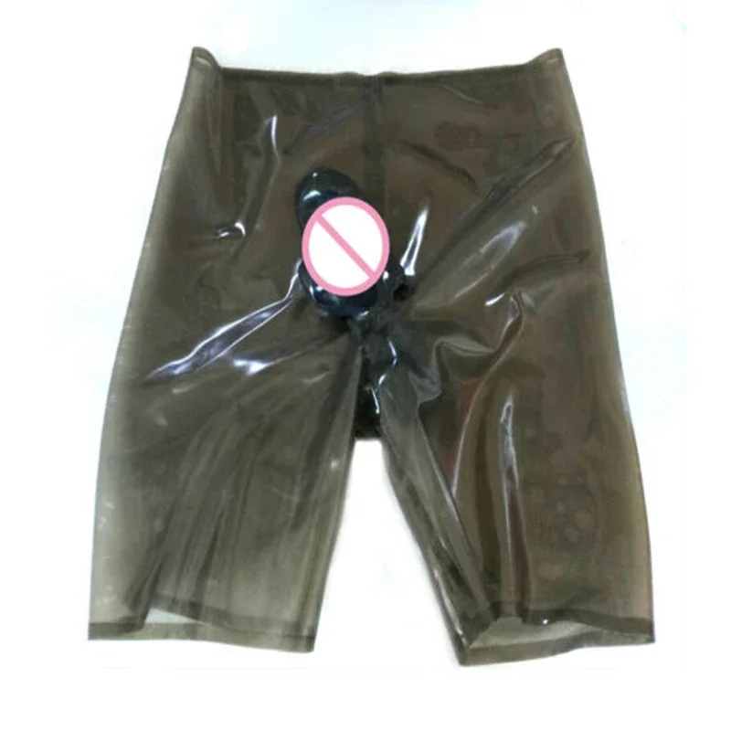 

Handmade Men Rubber Boxer Latex Shorts Underwear with 2 Sheath