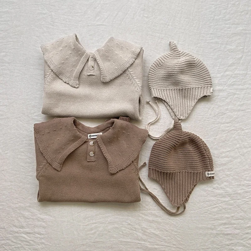 Baby Knit Rompers Jumpsuits Peter Pan Collar Newborn Clothes