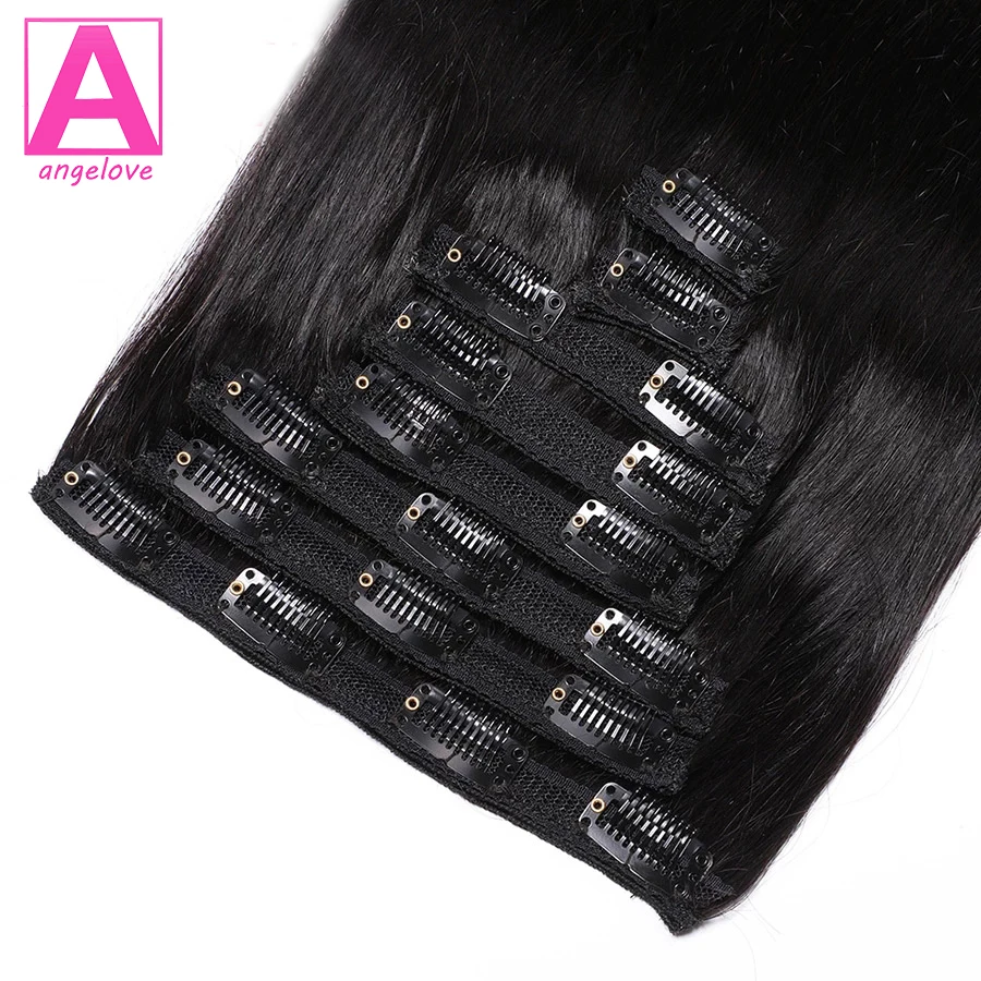 8 Stks/set Clip In Hair Extensions Steil Mensenhaar Braziliaanse Clip In Natuurlijke Zwarte Kleur Clip Ins 22 26 Inch 120G Remy Haar