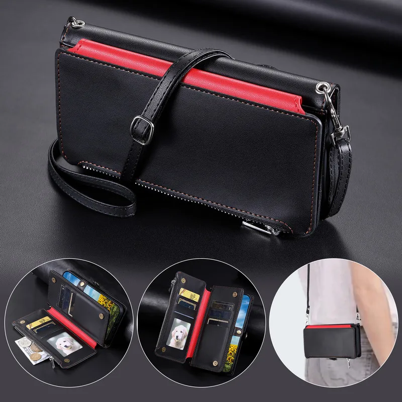 thumbnail image 1 of Funda de cuero con cremallera cruzada para Xiaomi Redmi Note 13 Pro 5G 4G 2024 para Redmi Note 13 Pro Plus 13C 13R Turbo 3 A3, 1 of 5