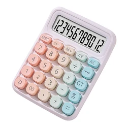 Colorful 12 - Digit Dual Power Calculator with Large LCD and Easy - Press Buttons for Office and School Use (Ice Cream Color)