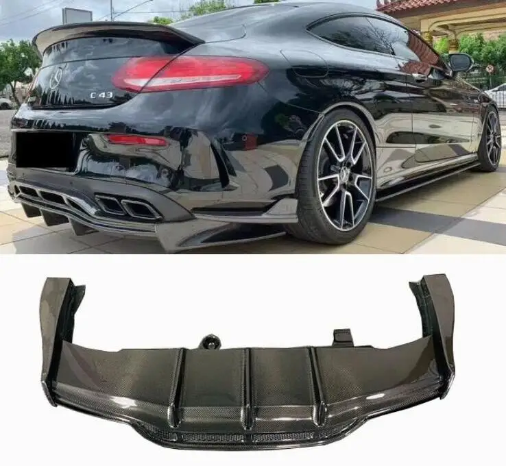 

Real Forge Carbon Fiber Rear Bumper Lip Diffuser Spoiler For Mercedes-Benz W205 C63 C43 Coupe AMG 2Door 2015-2019