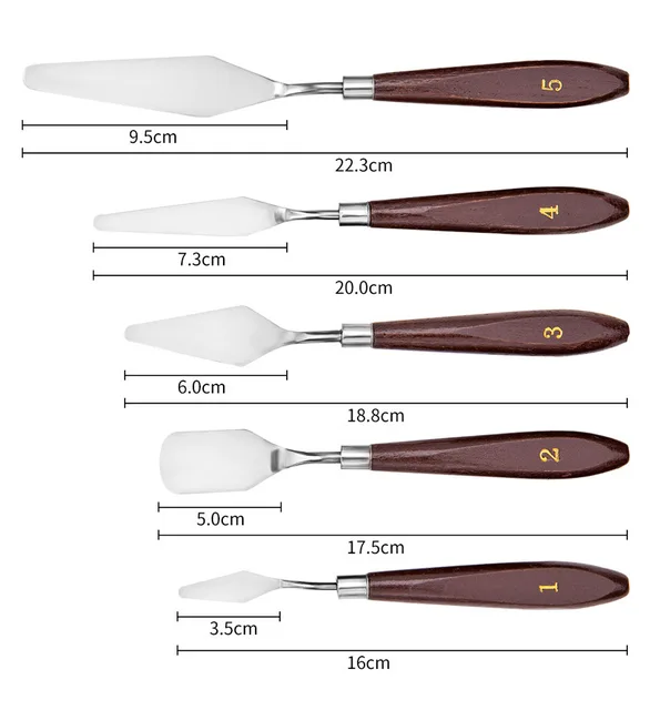 5Pcs/Set Stainless Steel Artist Painting Oil knife Palette Knife Mixed Scraper Set Coloring Spatula Knives 1