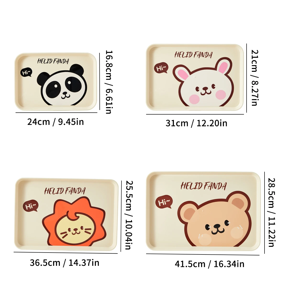 WORTHBUY Cartoon Breakfast Tray Rectangular Serving Tray Reusable Fruit Dessert Multifunctional Kitchen Serving Platter