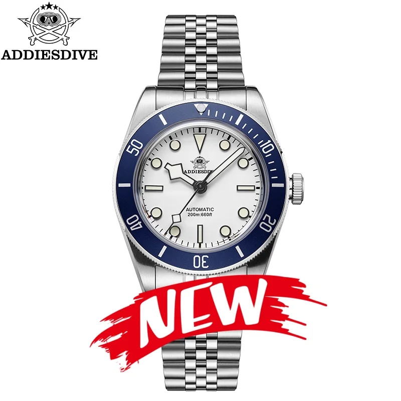 

ADDIESDIVE AD2043 Men Fashion Watch Reloj 20Bar Diver Blue Luminous Sapphire Crystal 316L Steel Automatic Mechanical Watches