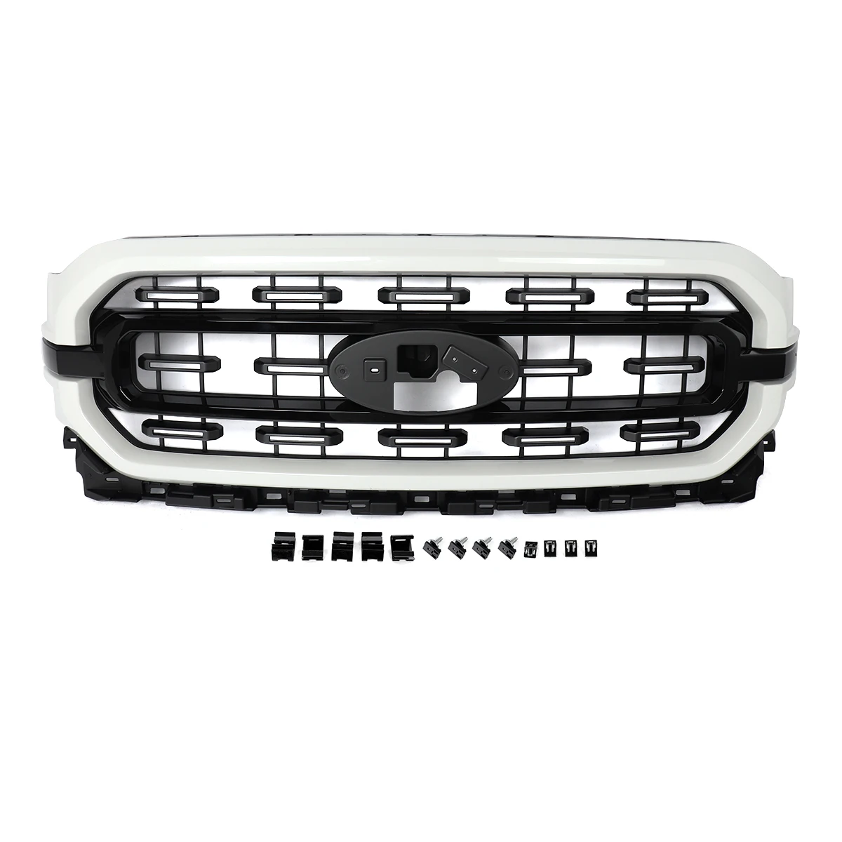Star White Metallic Front Bumper Upper Grills Grill For 2021-2023 Ford F-150 F150 XL XLT STX Front Hood Grille Assembly Magickit - Image 2