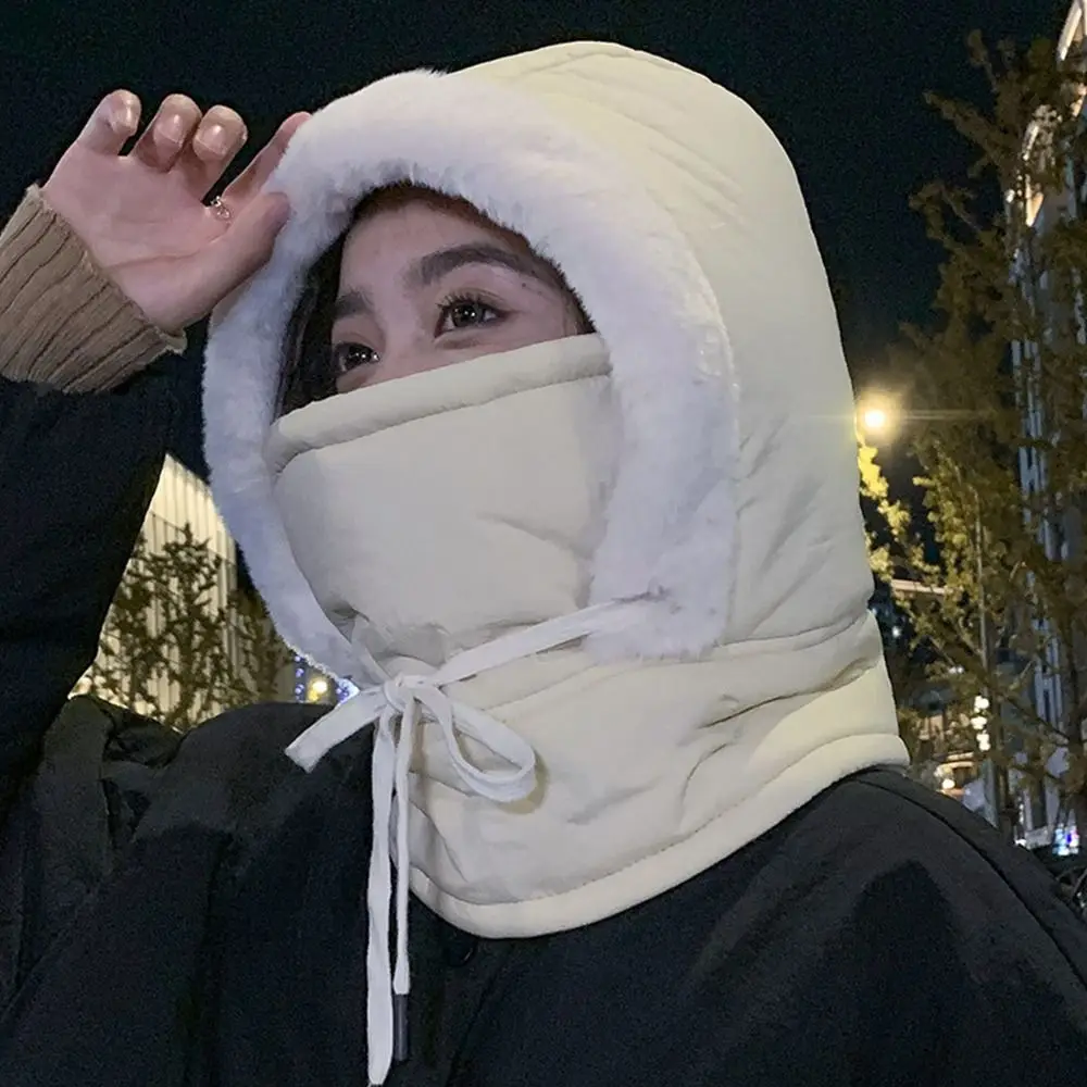 Cycling Cap Down Cotton Balaclava Ski Mask Warm 4-in-1 Beanies Cap Dustproof Windproof Pullover Cap Unisex