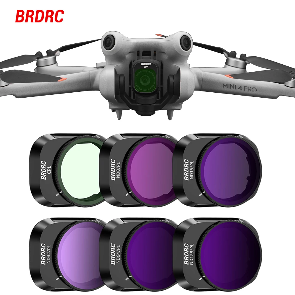 Brdrc-lens Filter Conjunto para Drone Acessórios de Fotografia Vidro Óptico Dji Mini Pro Cpl uv Nd8 Nd16 Nd32 Nd64 Nd128pl