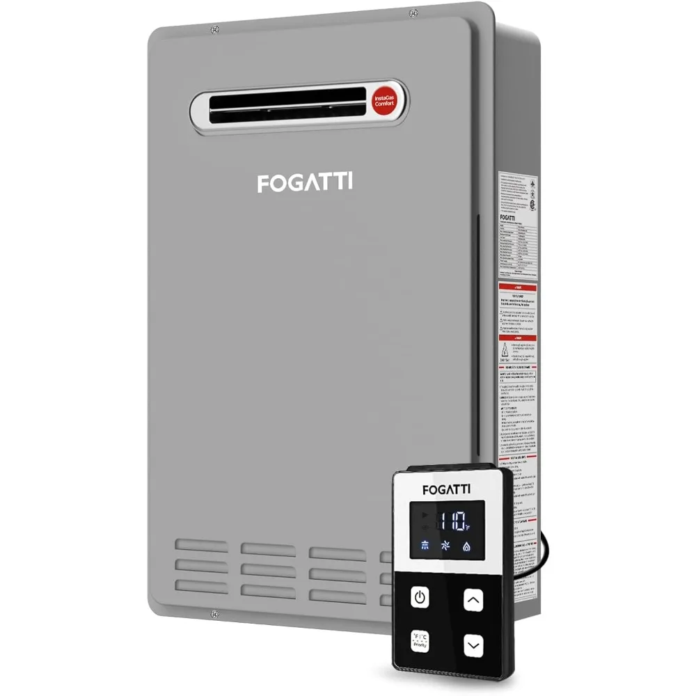 Propane Gas Tankless Water Heater-Outdoor Installation 8.1 GPM, 180,000 BTU Gray Instant Hot Water Heater, Instagas Comfort