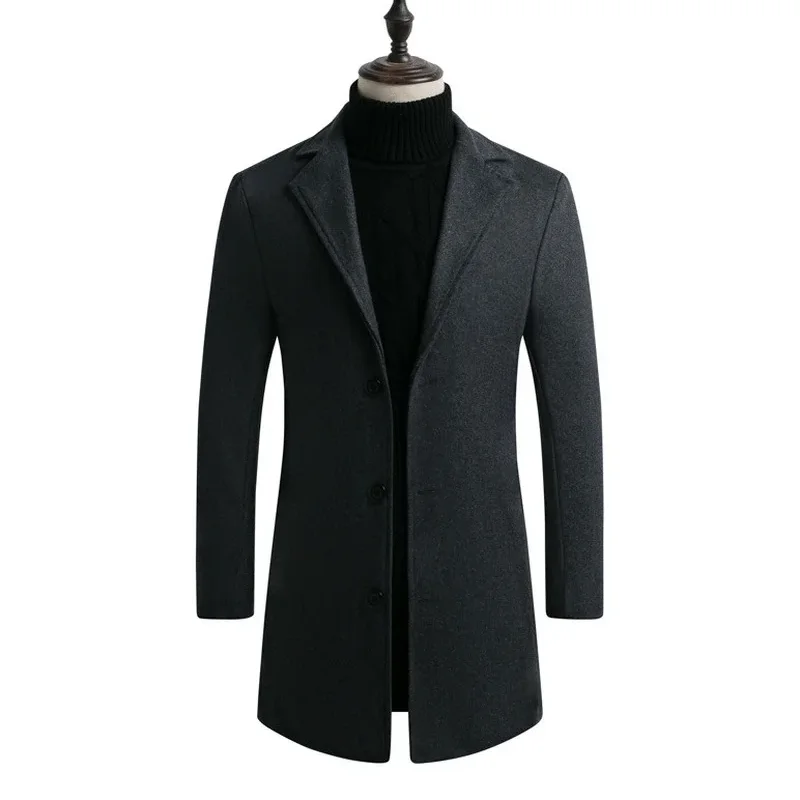 MRMT 2024 Brand New Men\'s Coat Slim Mid-Length Windbreaker Men Woolen Coats Man Woolen Coat For Male Outwear Jacket