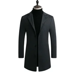 MRMT 2024 Brand New Men's Coat Slim Mid-Length Windbreaker Men Woolen Coats Man Woolen Coat For Male Outwear Jacket