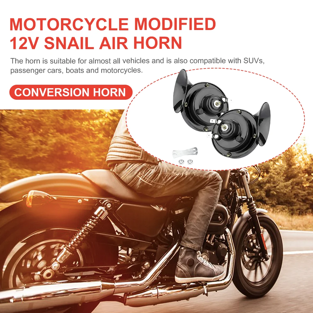 12V Car Horn 48W Waterproof Snail Air Horn 300DB Air Motorcycle Horn Auto Snail Horn for Motorcycle Car Truck SUV Boat 3