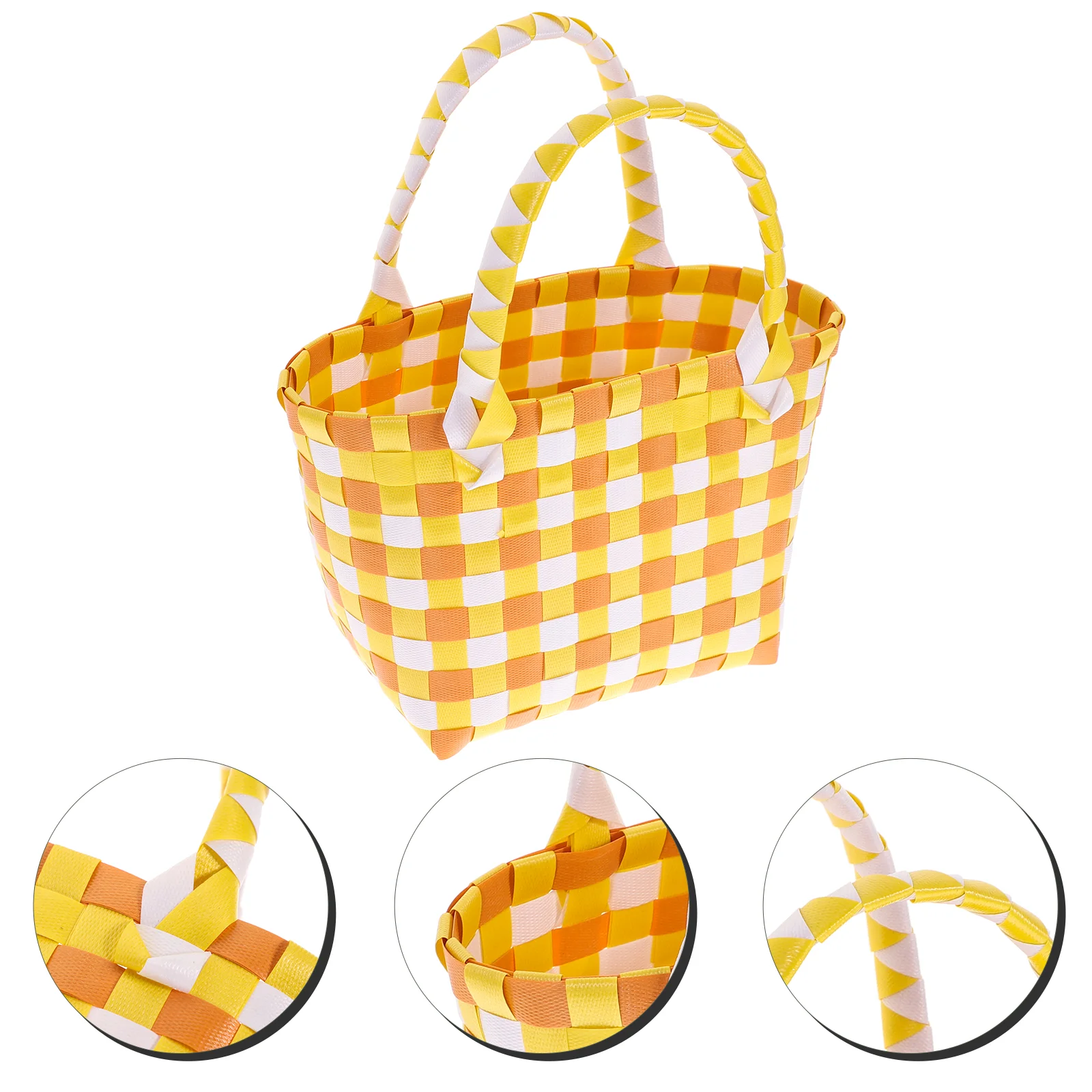 

Ipetboom Flower Girl Basket Woven Storage Basket Shopping Bag Handles Portable Market Basket Woven Tote Bag Reusable Grocery