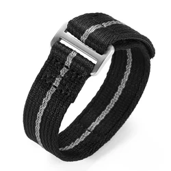 Military - Grade Nylon Hook & Loop Waterproof Watch Band - 20mm/22mm - 22mm (Black Grey)