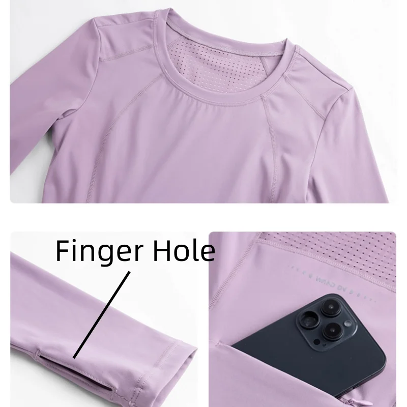 DRUR ملابس اليوغا طويلة الأكمام جولة الرقبة سريعة...