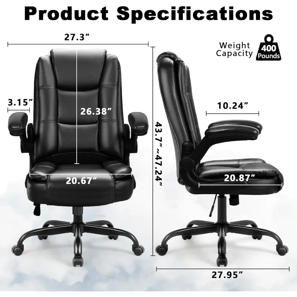 ergonomic high-back office chair with lumbar support and padded adjustable arms for home office use