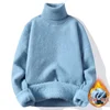 One Body Mink Fleece for Men Plus Fleece Thick Knit Turtleneck Line for Autumn and Winter Warm Loose Base Shirt Harajuku Sweater 4