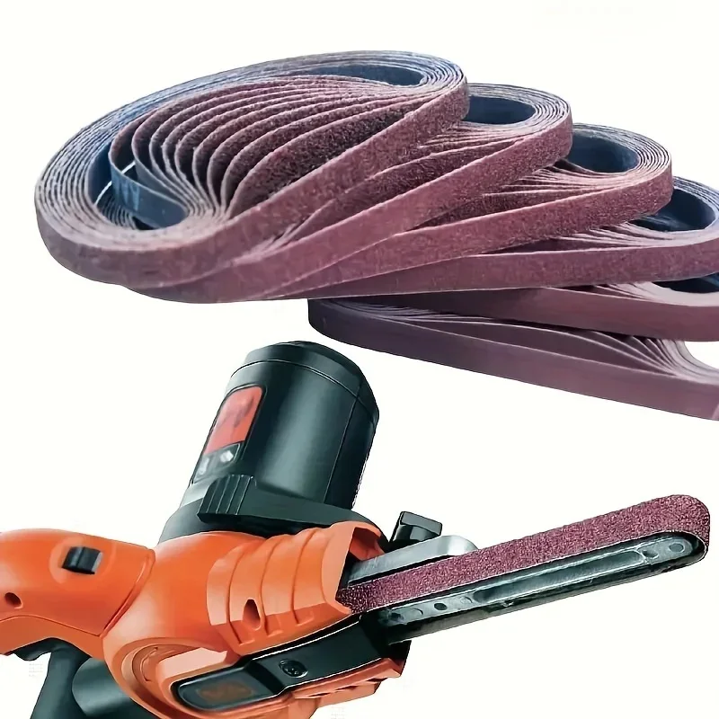 Sandpaper Tools 330x10mm 10/11pcs Sanding Belts 10x330mm 11 Each Of 60-800 Grits Aluminum Oxide Sander Adapter Polishing Machine Abrasive Tools