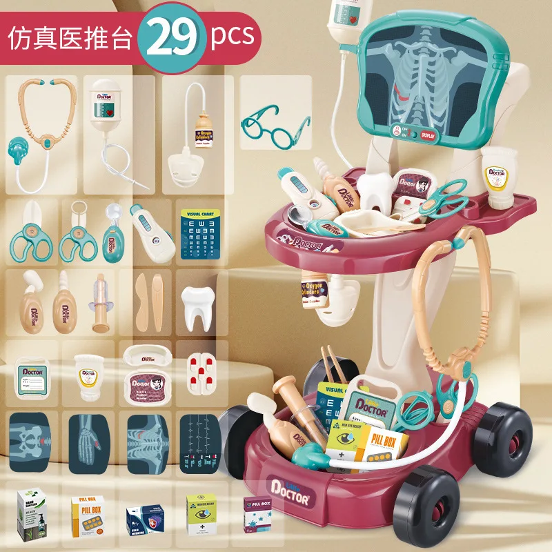 Doctor Play Set Doctor Nurse Toys Doctor Toys Kit Super Large Simulation Of Children Playing Family Roles Small Nurses Doctors Medical Boxes Carts Sound Effects Lighting Set Toys