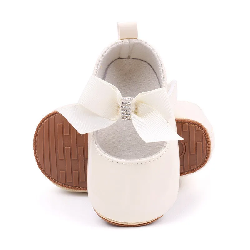 New Baby Girls Shoes Fashion Solid Infant PU First Walkers With Bowknot Soft Rubber Sole Newborn Girls Princess Shoes