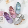 Children's Masquerade Birthday Party Shiny Princess Shoes Formal Girls Graduation Wedding Bridesmaid High Heel Leather Shoes 2
