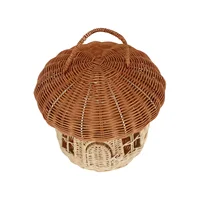 Rattan Mushroom Basket Woven Storage Bins Portable Desktop Adornment Trash Can Shape Photo Prop Containers Home ganization 1