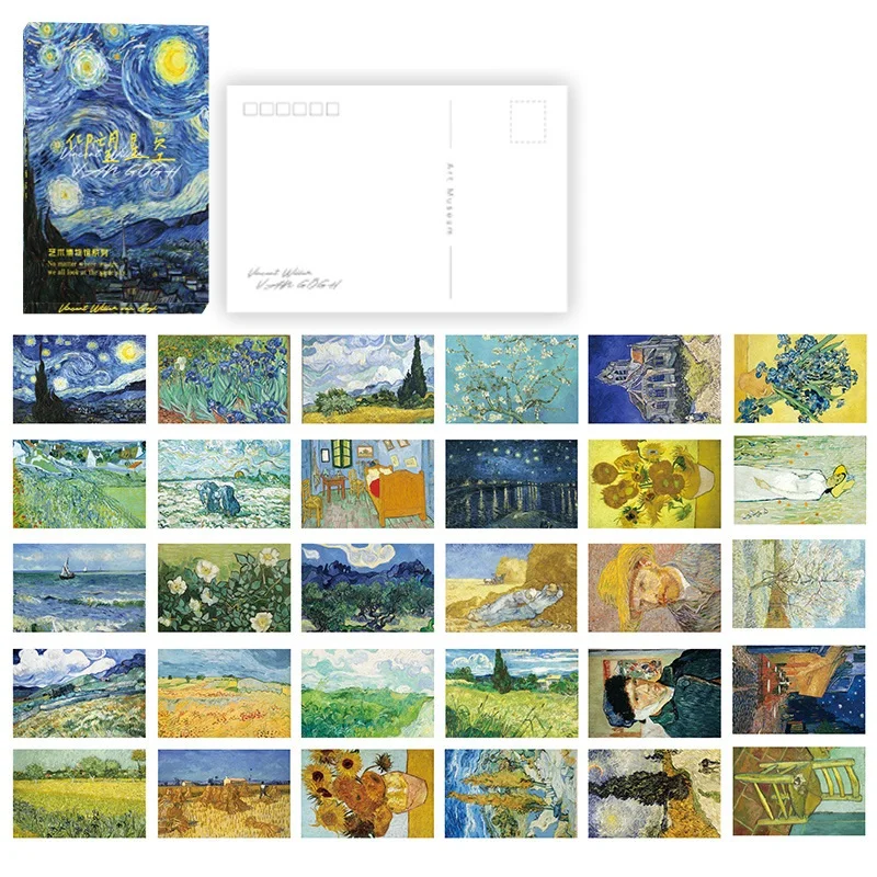 30 Sheets/Lot Van Gogh Oil Painting Postcard Vincent Willem van Gogh Painting Cards/Greeting Card/Wish Card/Fashion Gift