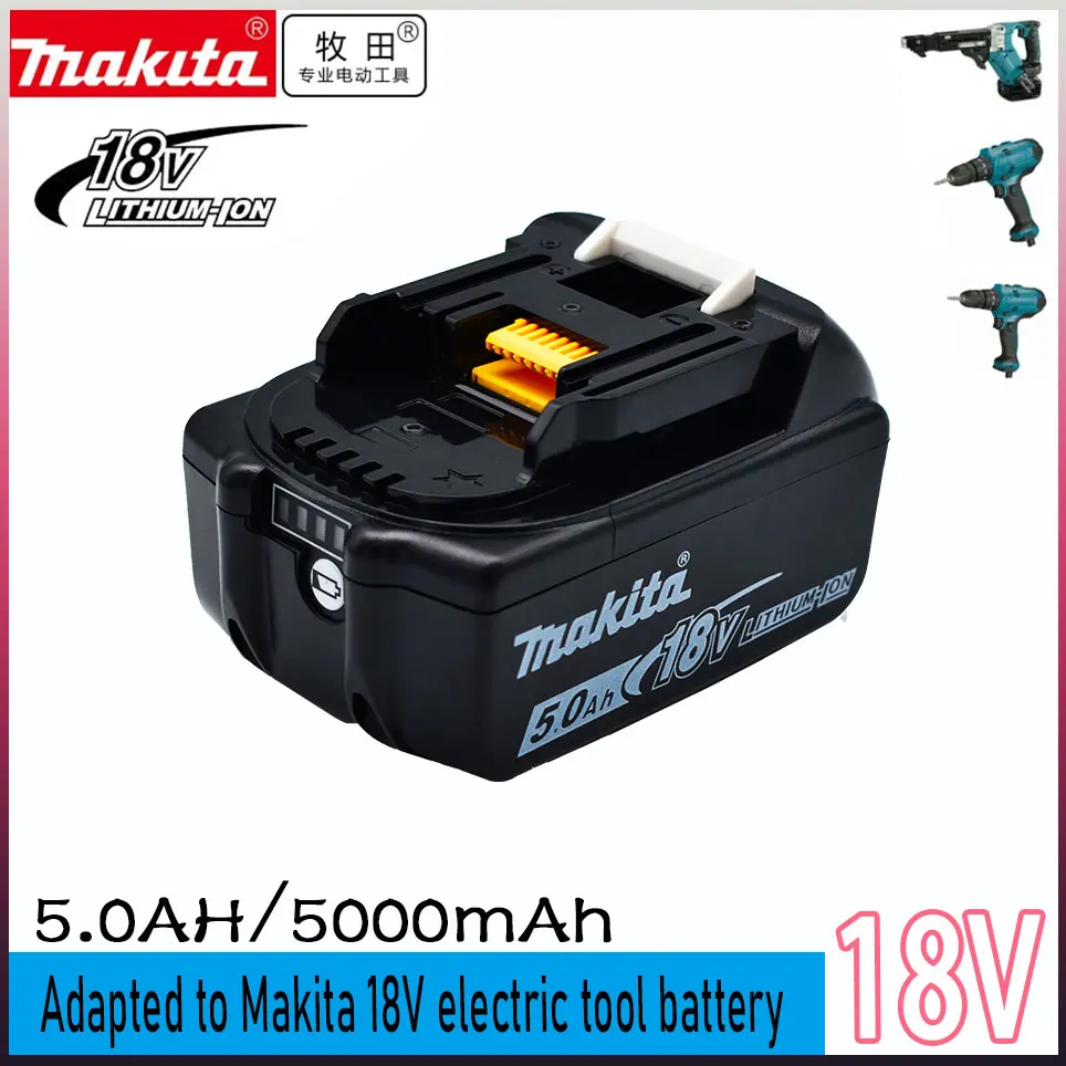 

Makita 18V 5.0 Battery Original Rechargeable Power Tool Battery, Replaceable LED Lithium-ion, 5.0Ah 18V LXT BL1860B BL1860BL1850