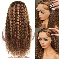 Perruque Lace Front Ombrée 30 Pouces, Cheveux Humains Brésiliens Blond Miel, 13x4 HD 4/27 Ondulée Profonde, Perruques Lace Frontal 13x6, Perruque 4x4 3
