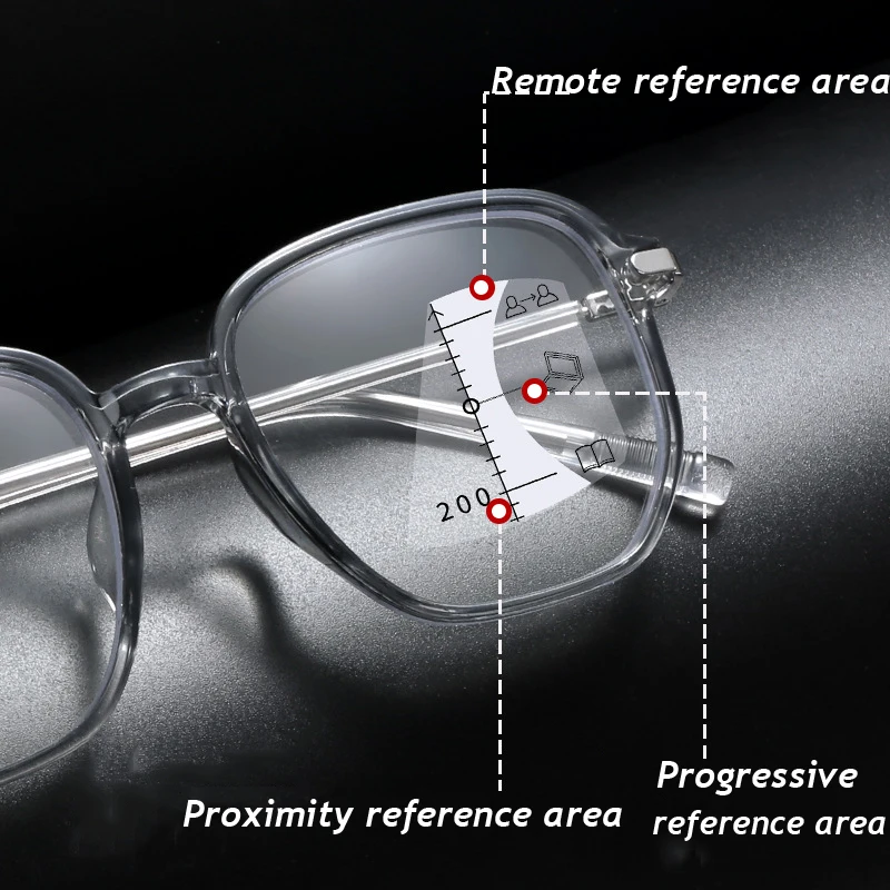 Progressive Multifocal Reading Glasses Anti Blue Light Presbyopia Eyeglasses Near Far Sight Spectacles Hyperopia Diopter To +4.0 5